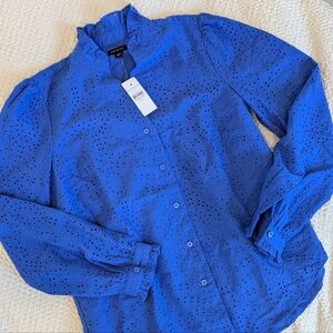 Ann Taylor Royal Blue Eyelet Top